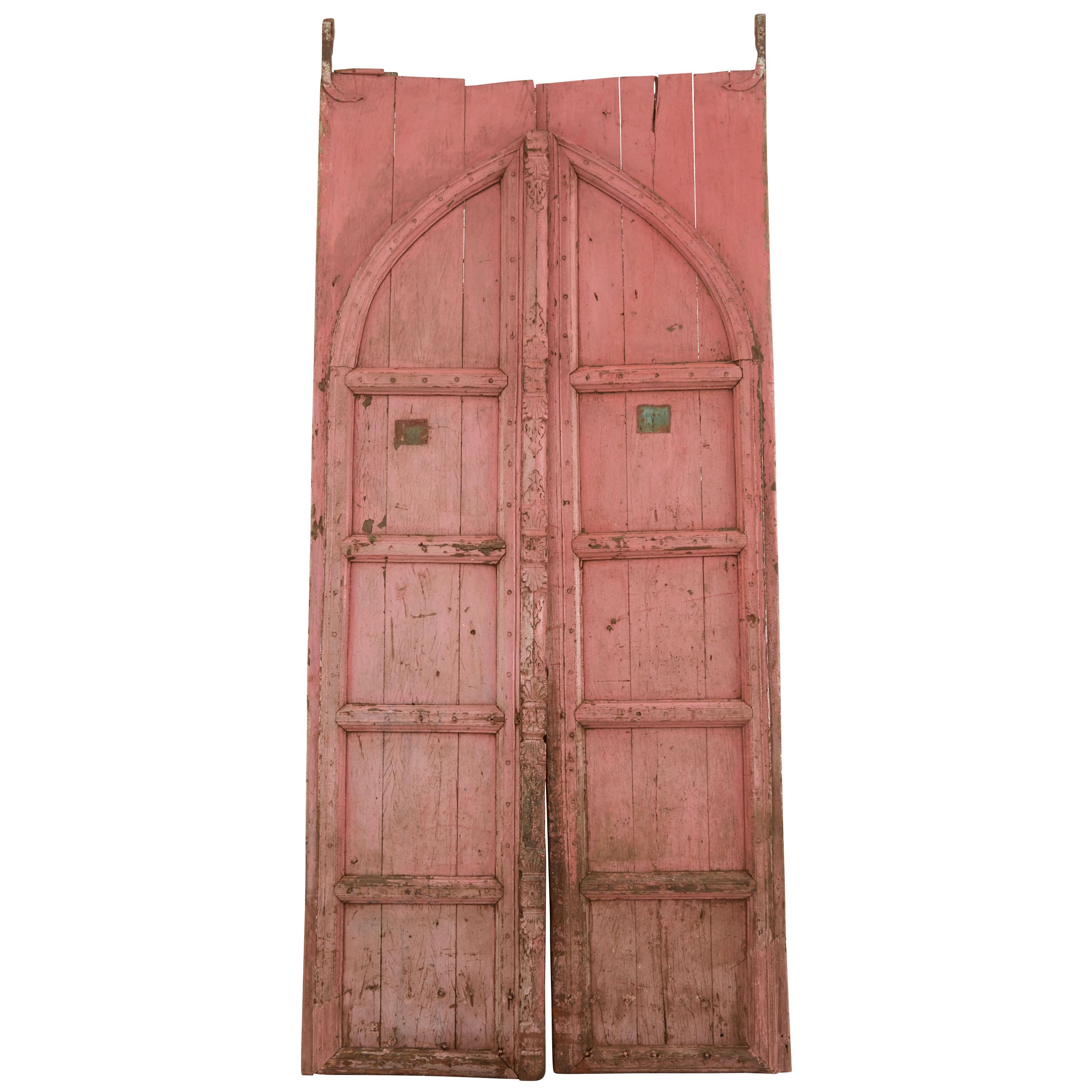 Pink Indian Hand-Carved Wooden Doors