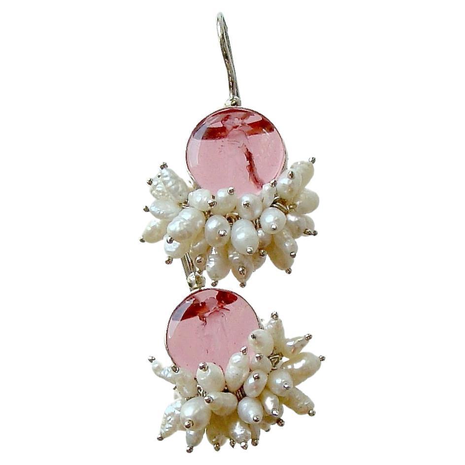 Pink Intaglio Earrings With Pearls Clusters - Mattera III Earrings