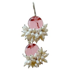 Pink Intaglio Earrings With Pearls Clusters - Mattera III Earrings