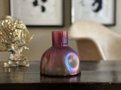 Pink Iridescent Art Nouveau Glass Vase in the Style of Loetz
