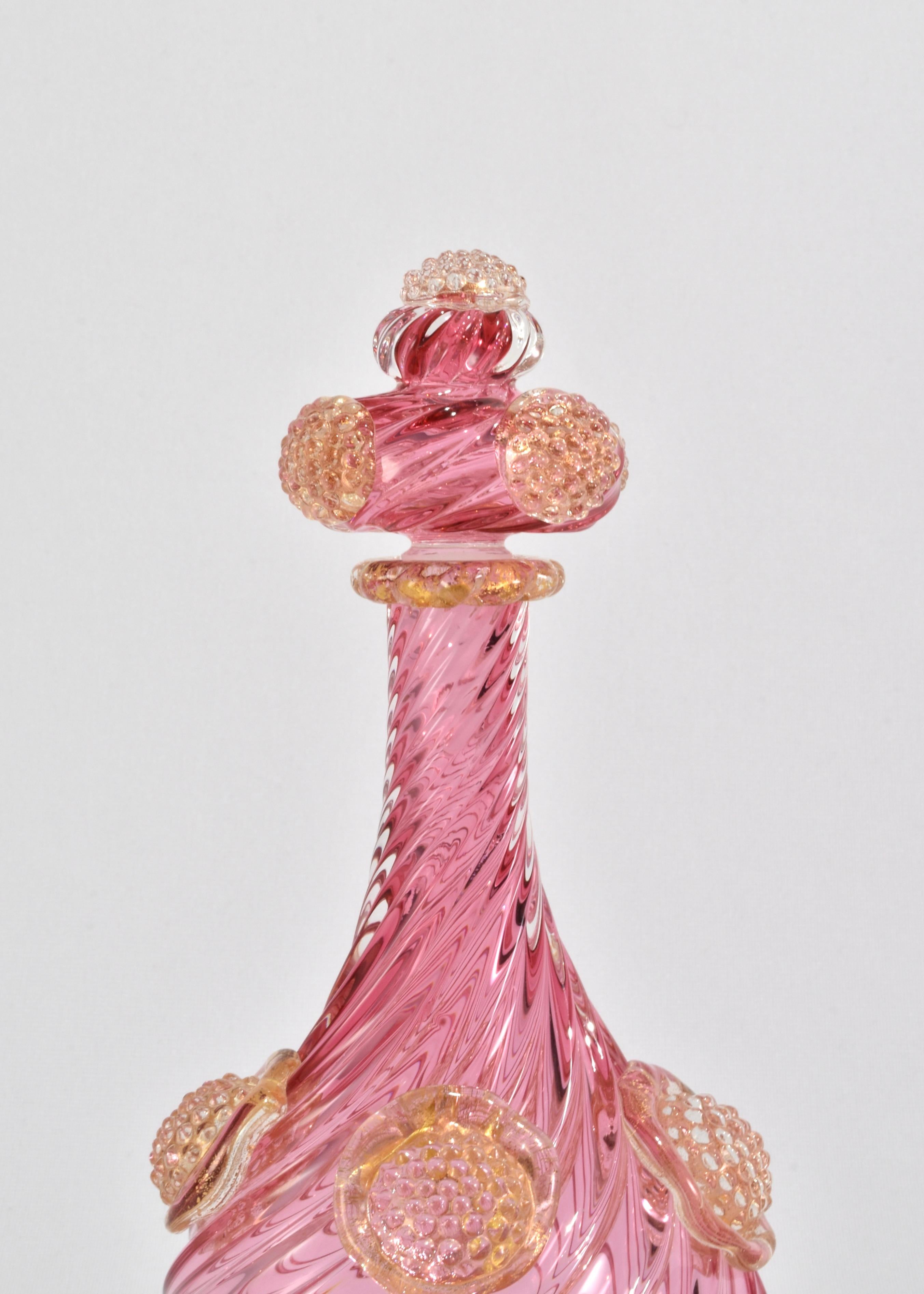 Hand-Crafted Pink Italian Decanter