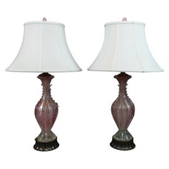 Pink Italian Murano Glass Table Lamps