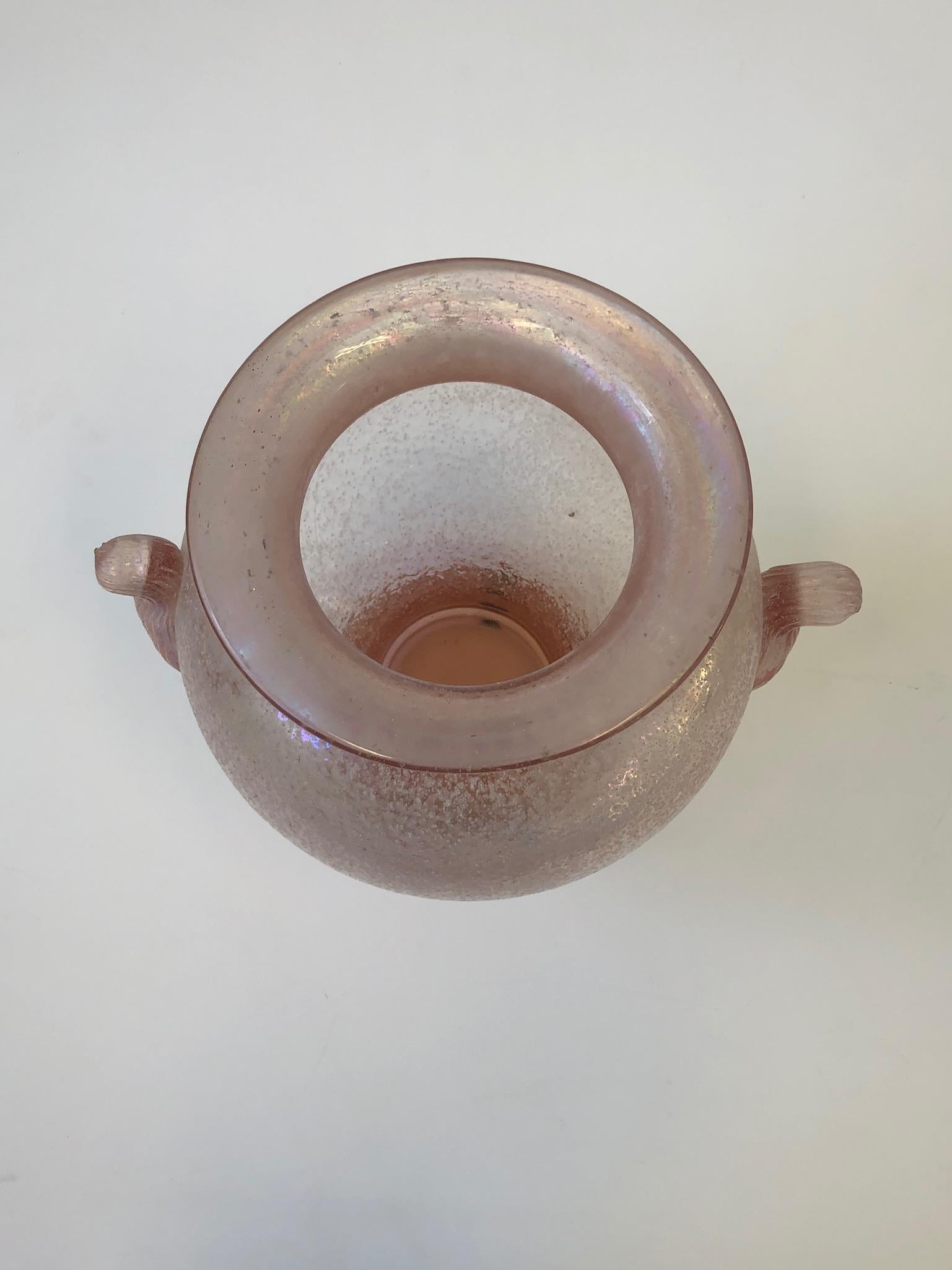 Pink Italian Scavo Murano Glass Vase by Seguso 3