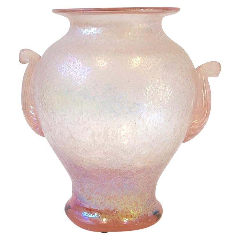 Pink Italian Scavo Murano Glass Vase by Seguso