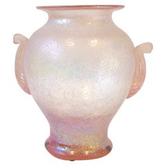 Vase en verre de Murano Scavo italien rose par Seguso