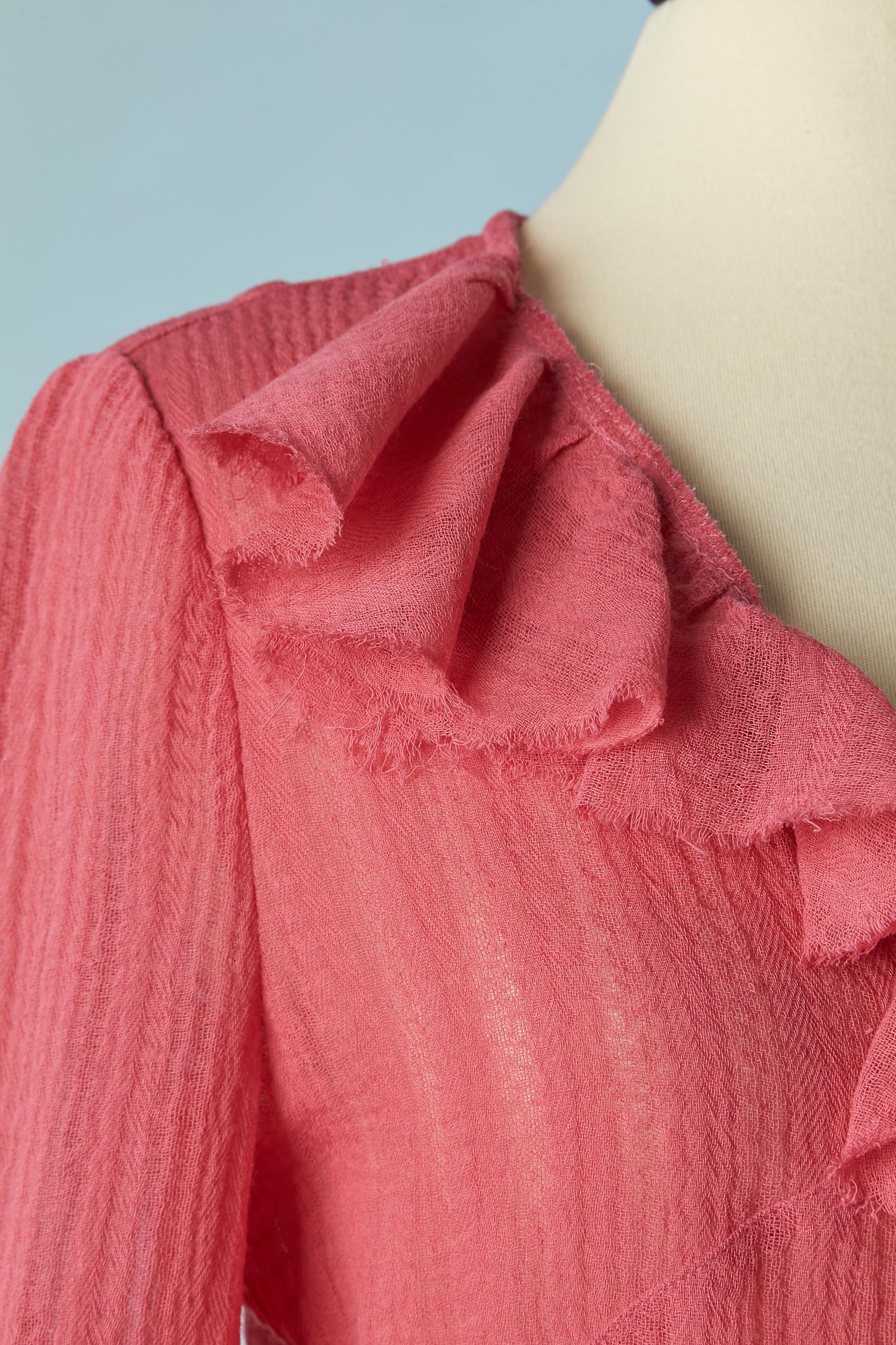 Pink jacket and skirt in thin wool with ruffles  Christian Lacroix BAZAR In Excellent Condition For Sale In Saint-Ouen-Sur-Seine, FR