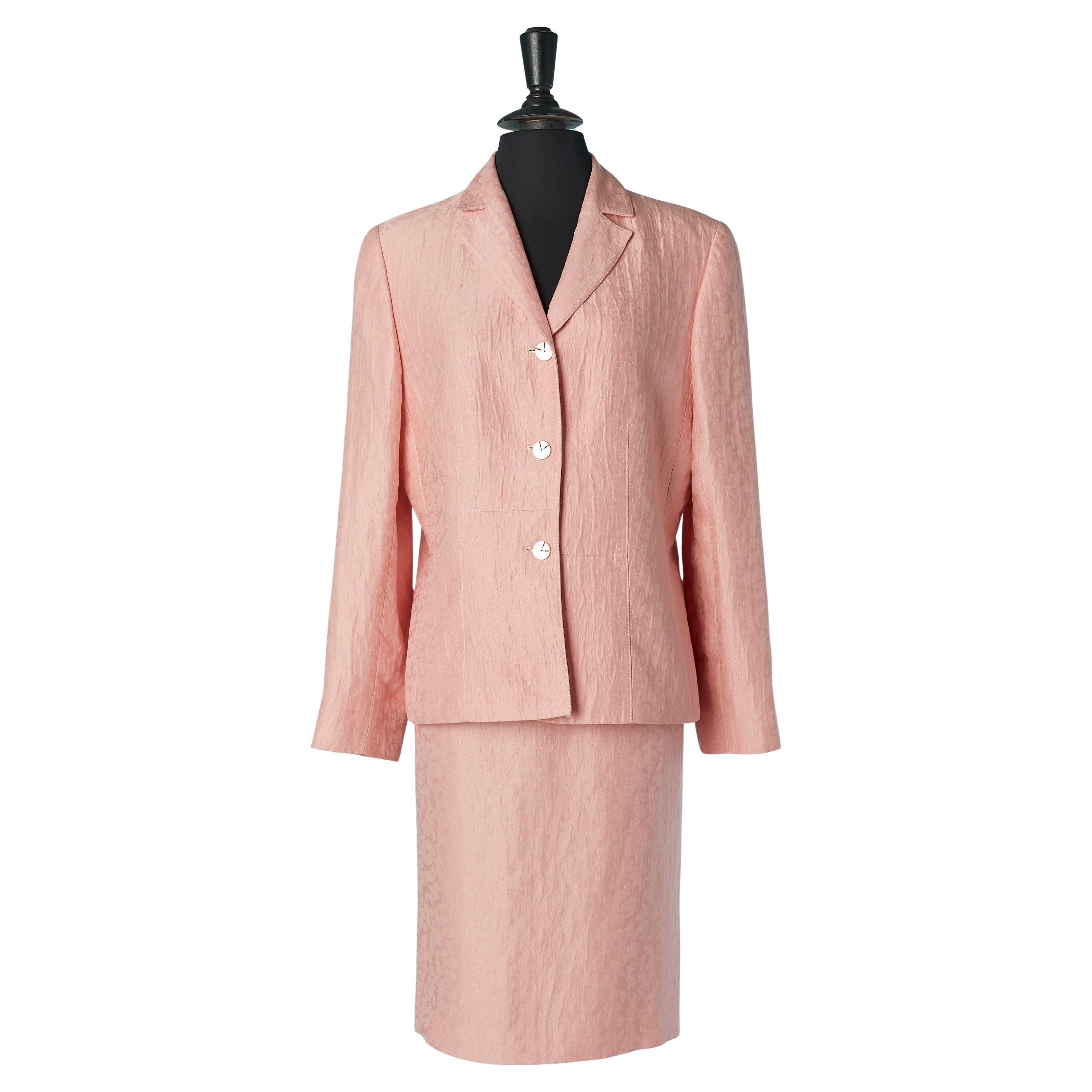 Rosa Jacquard-Rockanzug aus Jacquard Valentino Miss V im Angebot