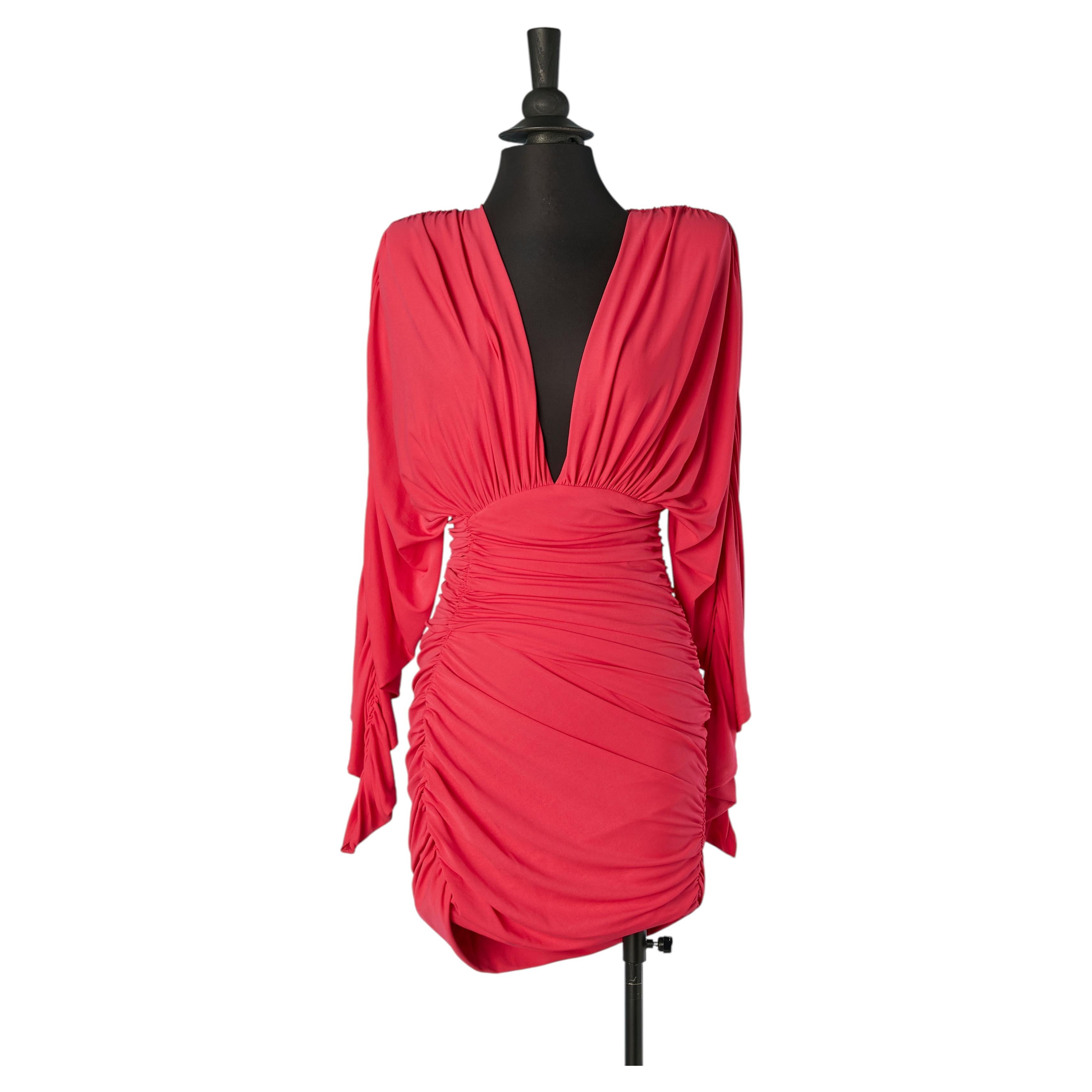 Miniabito drappeggiato in maglia rosa ALEXANDRE VAUTHIER