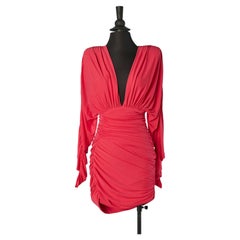 Miniabito drappeggiato in maglia rosa ALEXANDRE VAUTHIER
