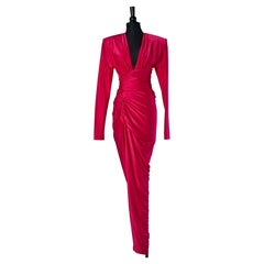 Vestido de noche de jersey rosa envuelto y drapeado ALEXANDRE VAUTHIER