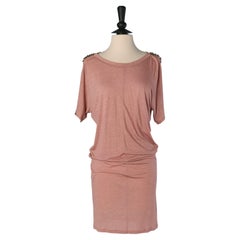 Pink jersey tee-shirt dress with embellishment ALEXANDRE VAUTHIER