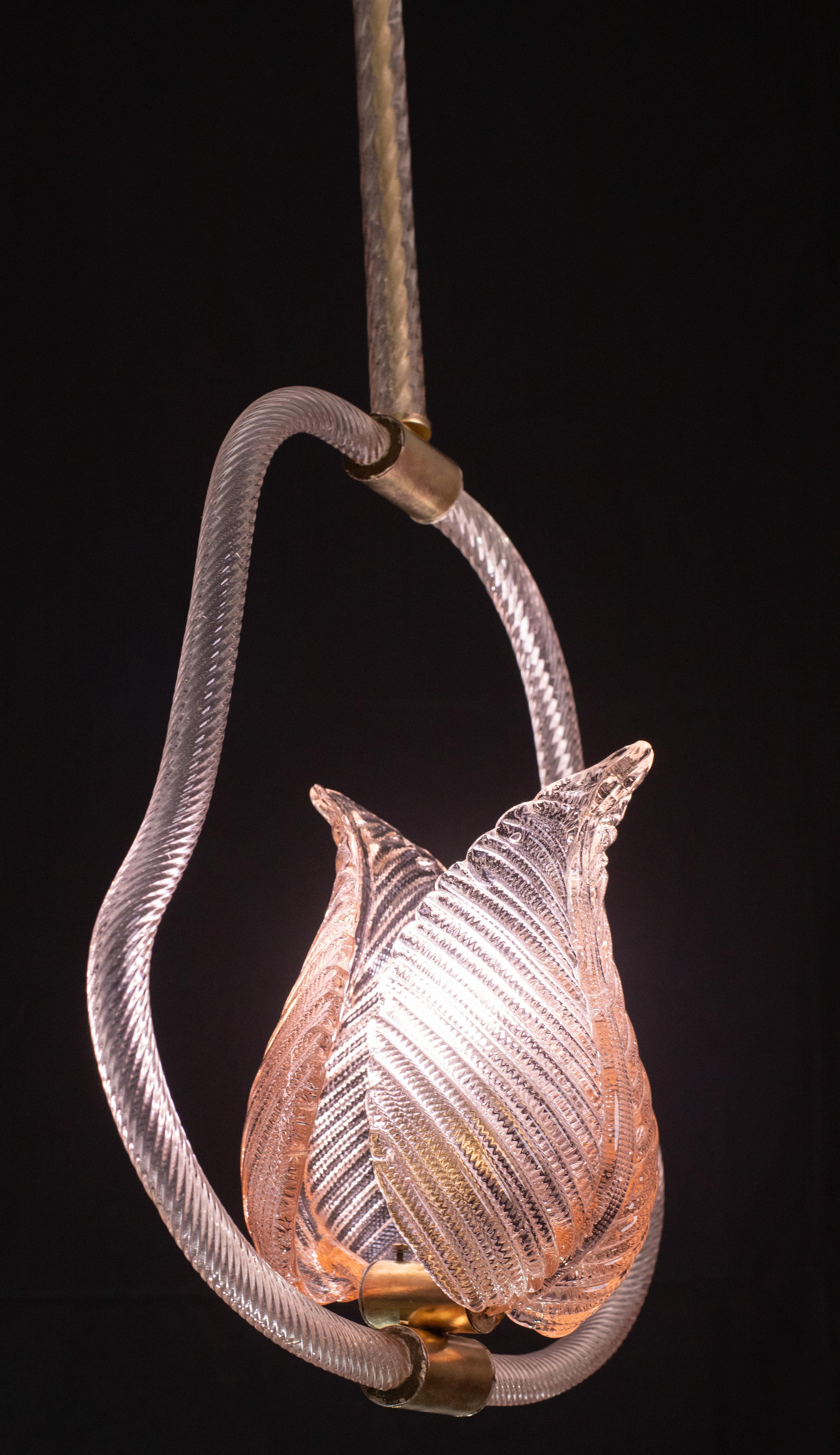 Mid-20th Century Pink Jewel Murano Glass Chandelier by Barovier e Toso, 1950s