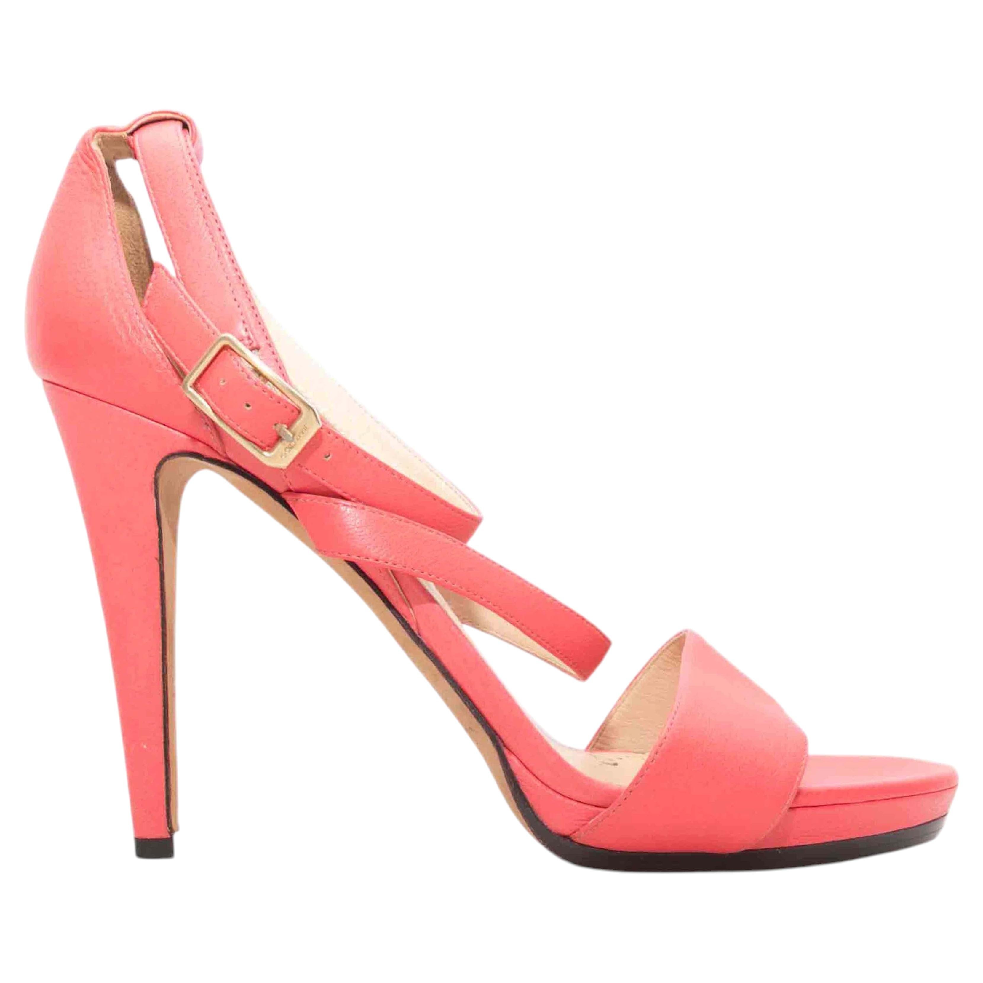 Sandali con tacco e cinturino alla caviglia in pelle rosa di Jimmy Choo, taglia 42