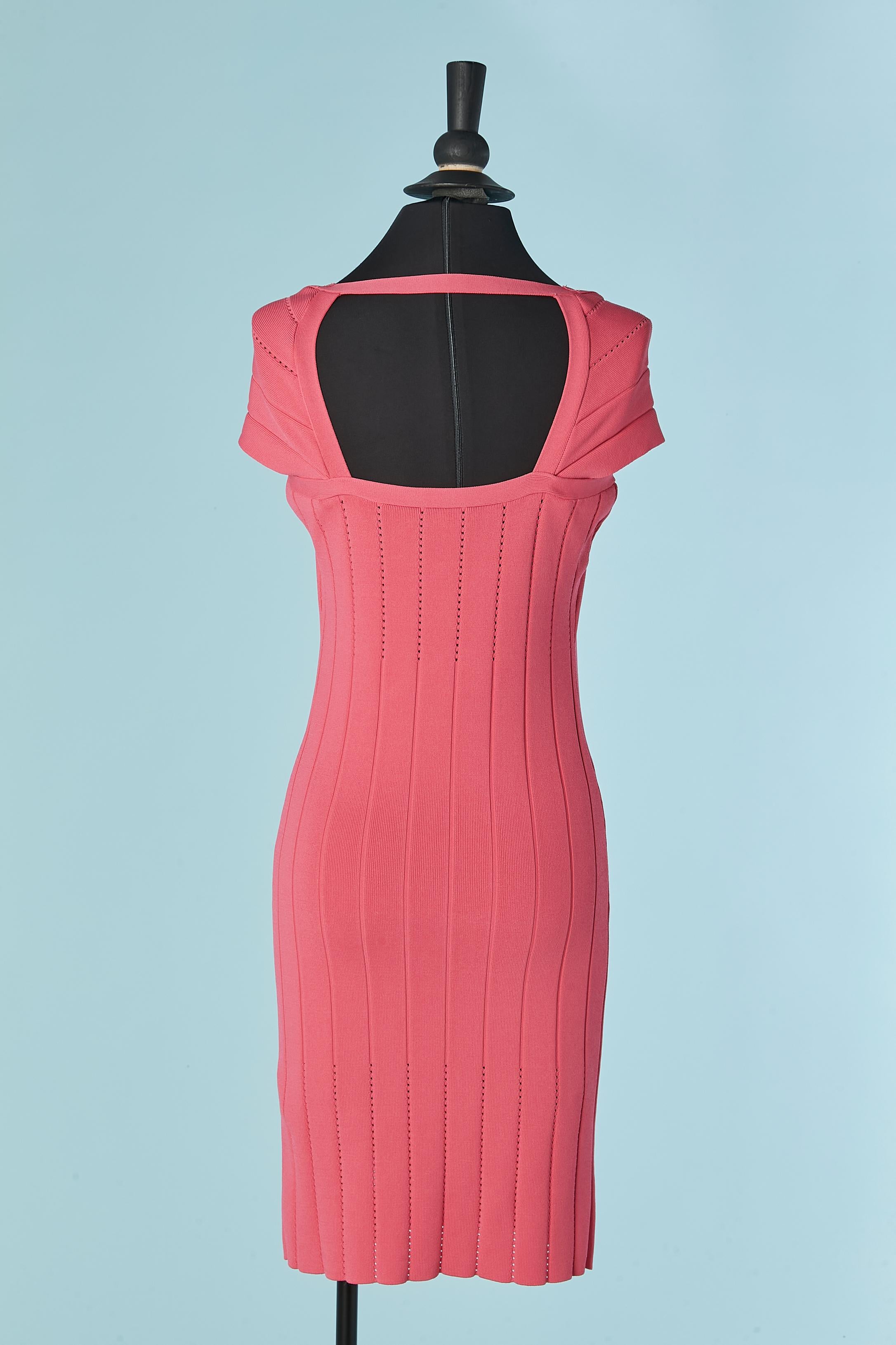 Rosa gestricktes Cocktailkleid VERSACE COLLECTION Damen im Angebot