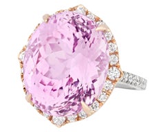Pink Kunzite and Diamond Ring, 16.92 Carat