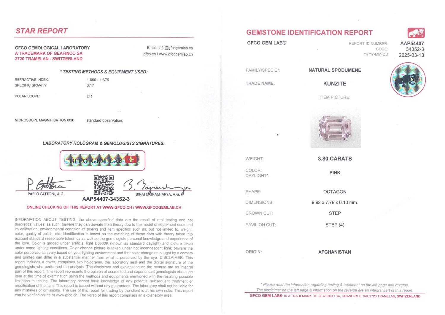 Bague de fiançailles en or blanc 18 carats, Kunzite rose, diamant baguette, style Art déco 4