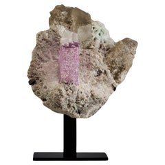 Pink Kunzite on Quartz and Calcite Matrix
