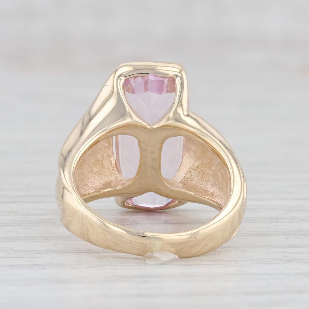 Women's Pink Kunzite Solitaire Ring 14k Yellow Gold Size 5.75 Cocktail For Sale