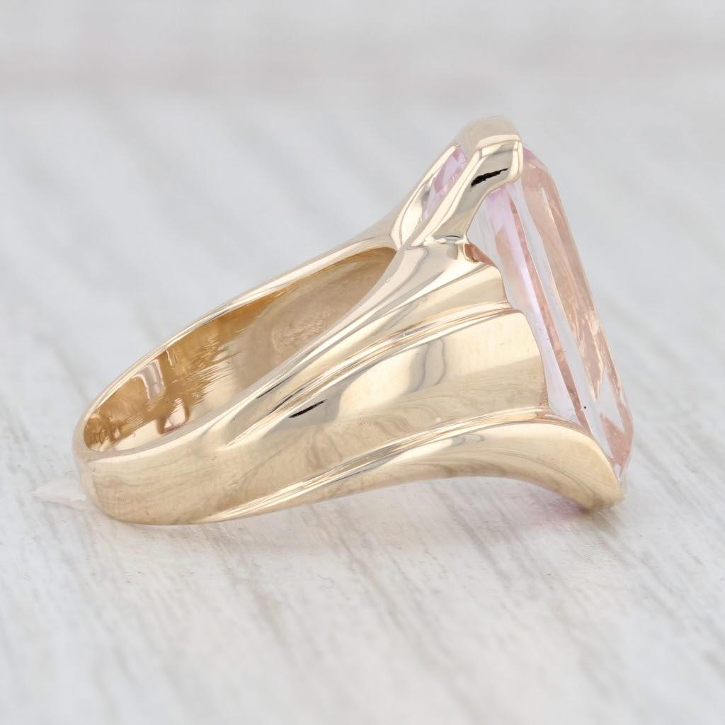 Pink Kunzite Solitaire Ring 14k Yellow Gold Size 5.75 Cocktail For Sale 1