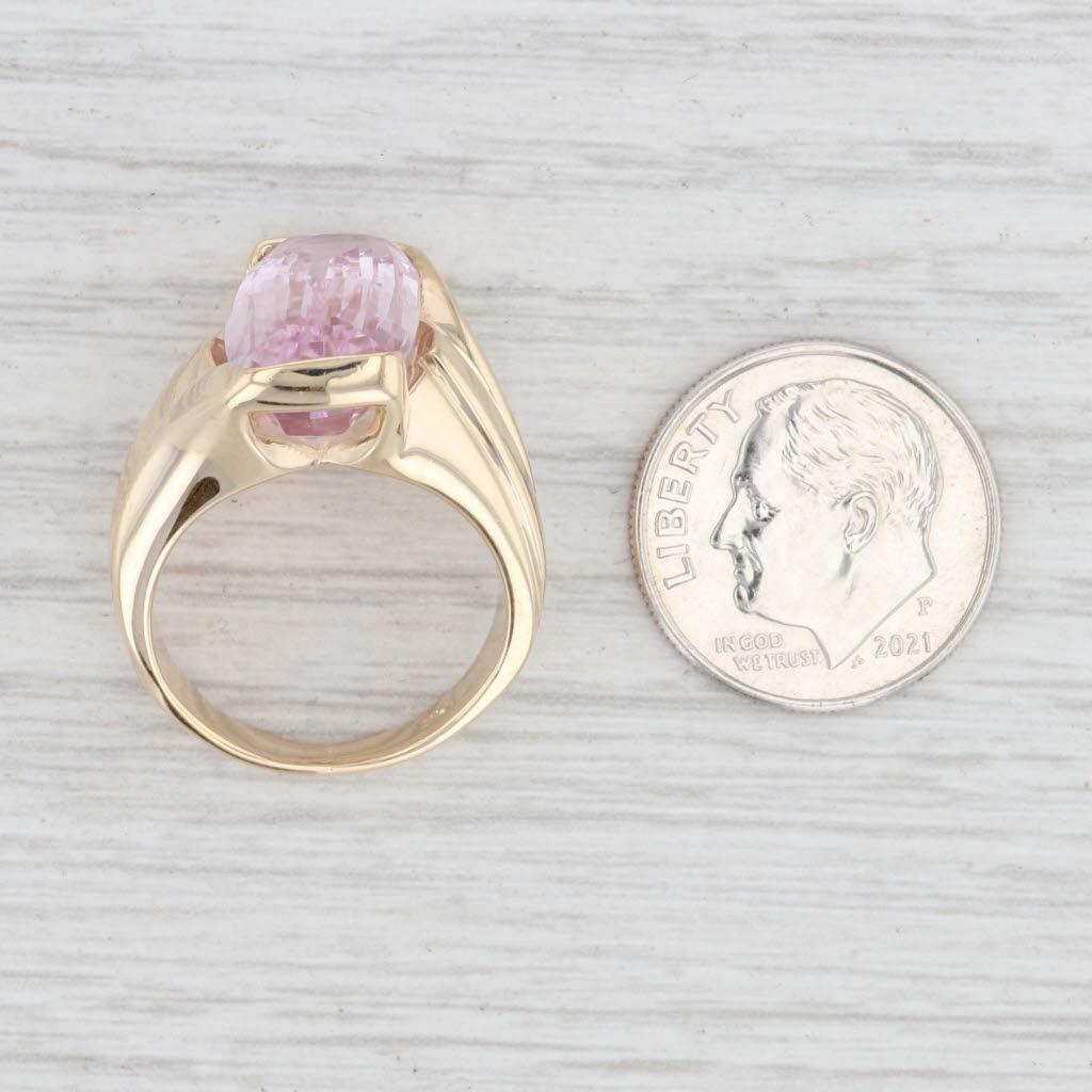 Pink Kunzite Solitaire Ring 14k Yellow Gold Size 5.75 Cocktail For Sale 3