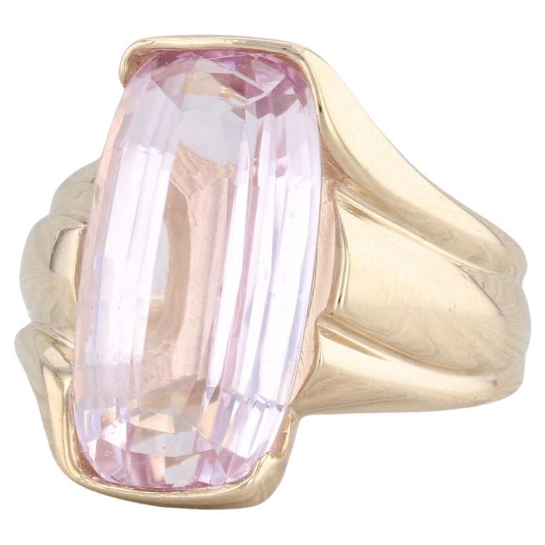 Pink Kunzite Solitaire Ring 14k Yellow Gold Size 5.75 Cocktail For Sale