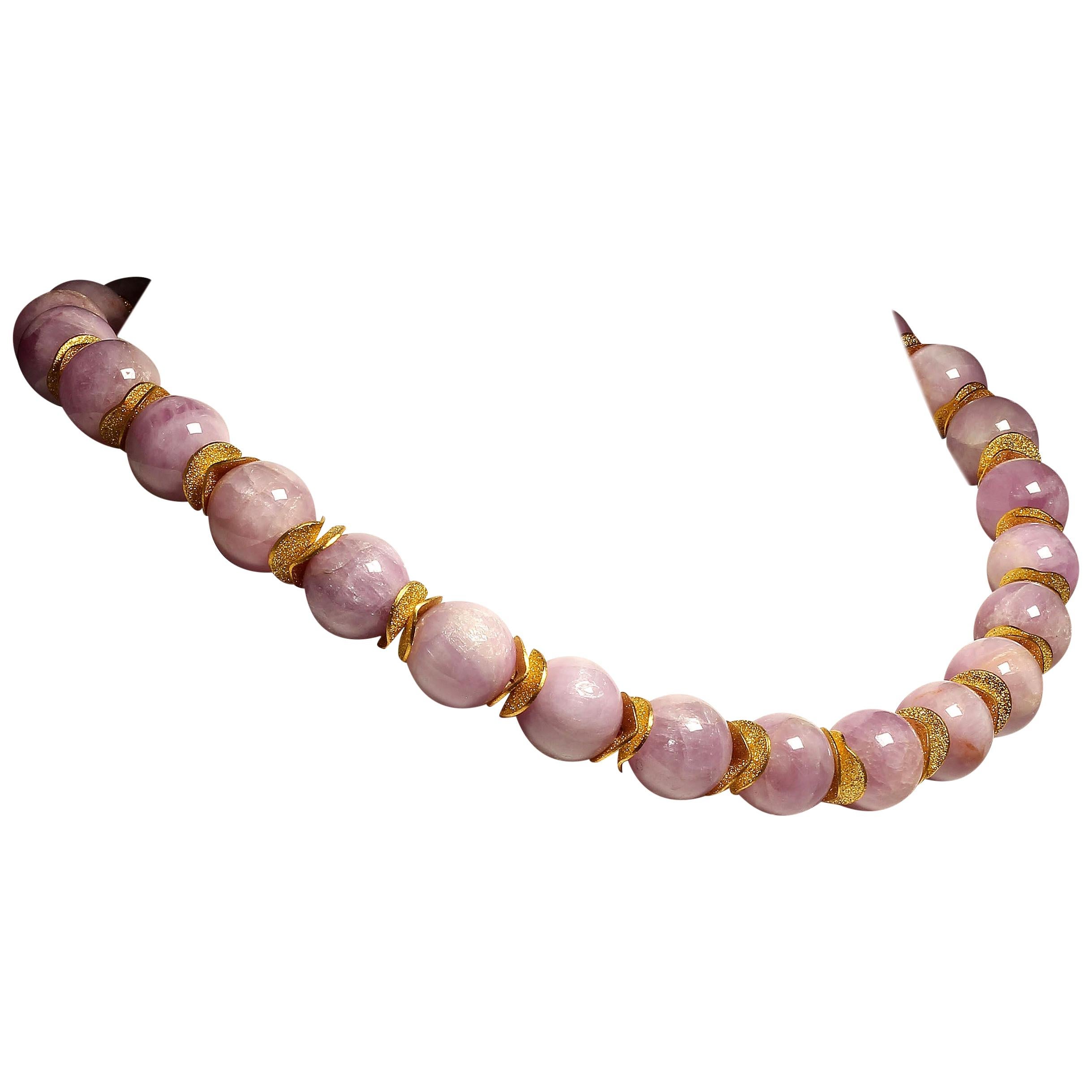 AJD Pink Kunzite with Goldy Accents Necklace