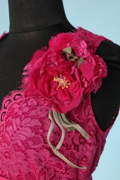 Pink lace cocktail dress with fabric flower embellishment Dolce & Gabbana