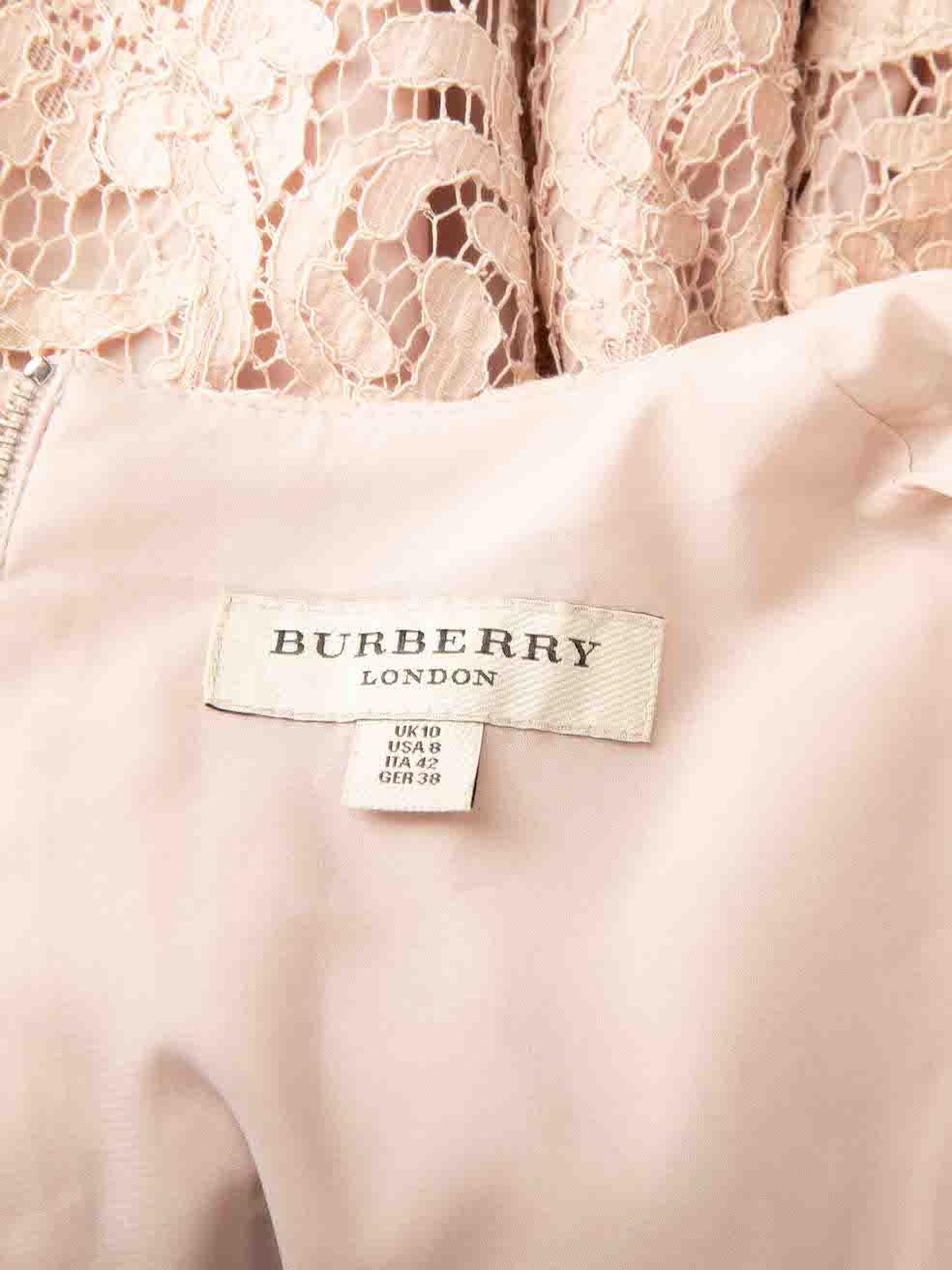 Burberry Pink Lace V Neck Mini Dress Size M In Good Condition For Sale In London, GB