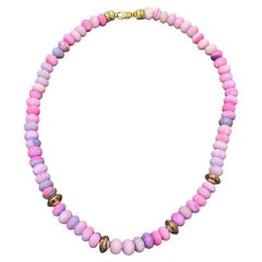 Collier d'opale rose/lavande avec or