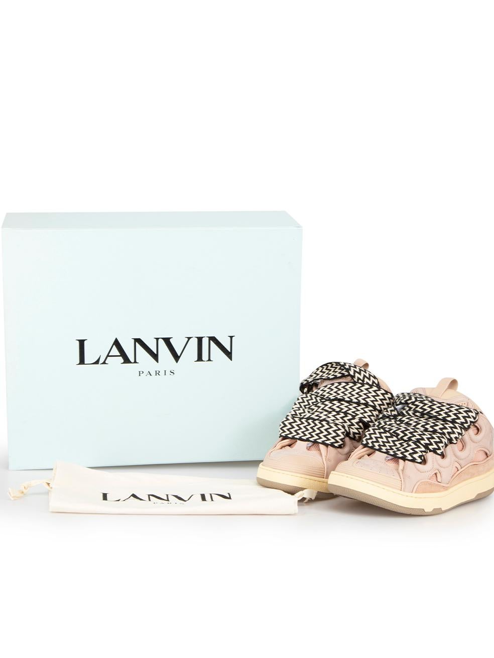 Lanvin Paris Pink Leather Curb Sneakers Size EU 39 2