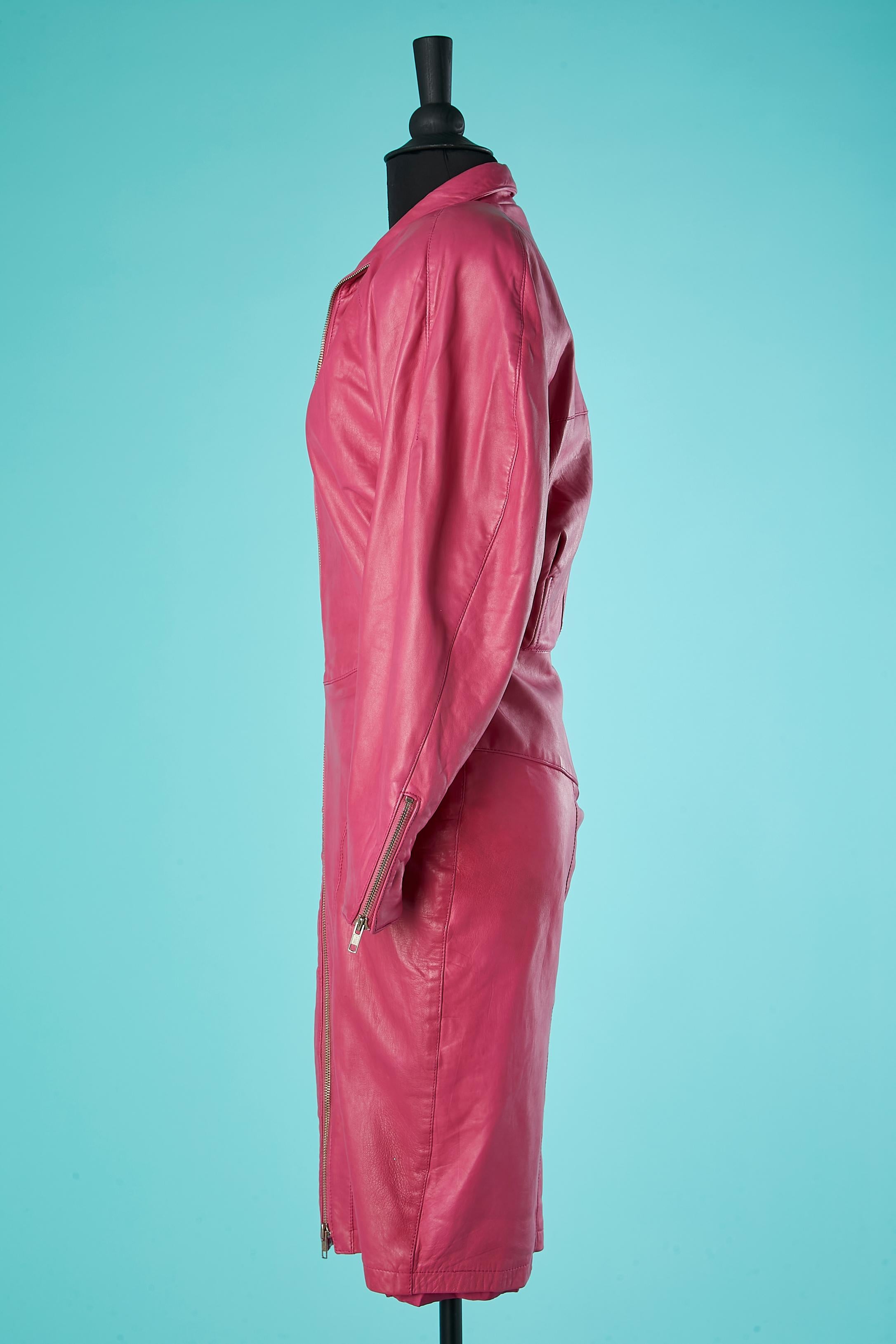 Pink leather dress Michael Hoban for North Beach Leather Circa 1980's For Sale 2
