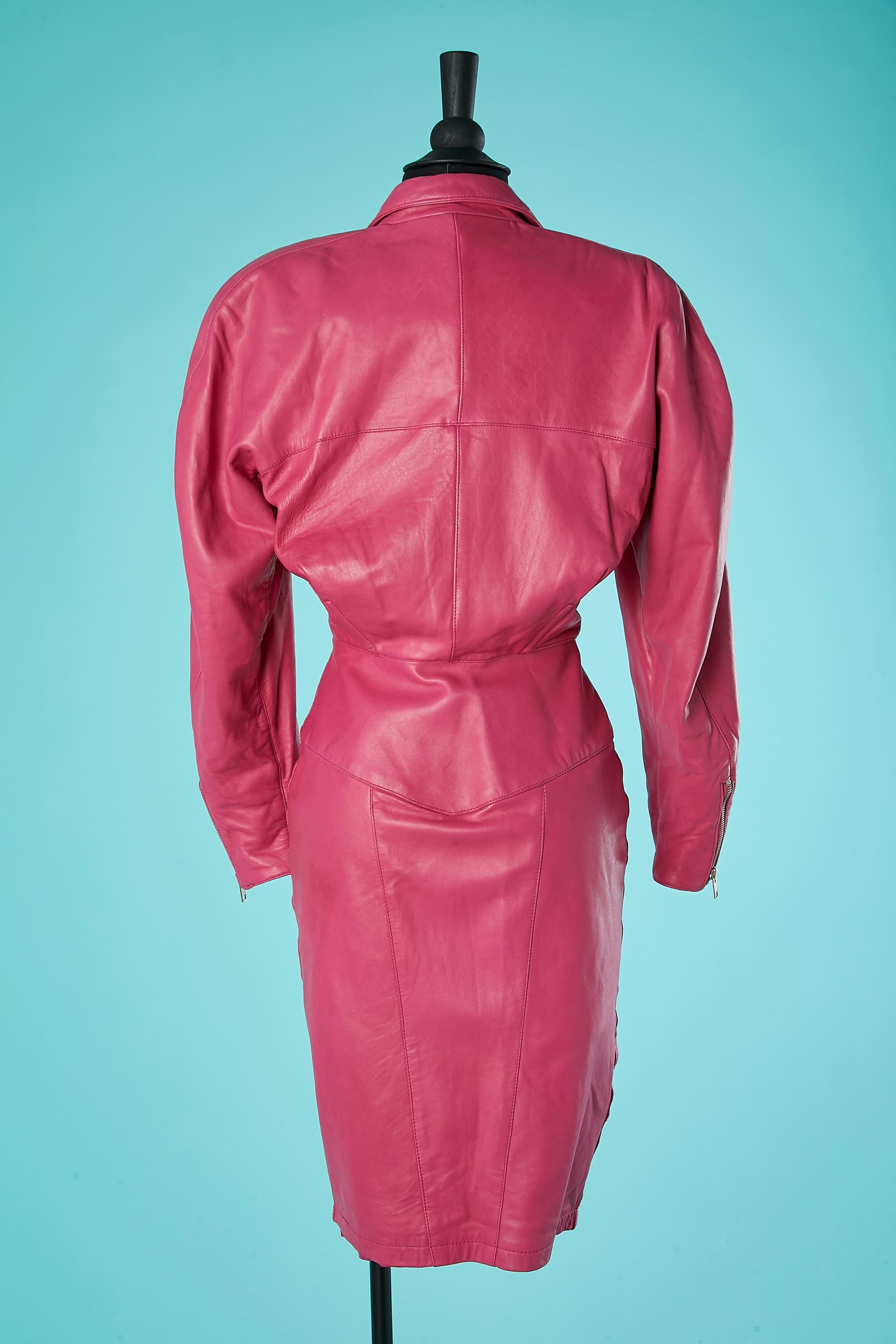 Pink leather dress Michael Hoban for North Beach Leather Circa 1980's  For Sale 3