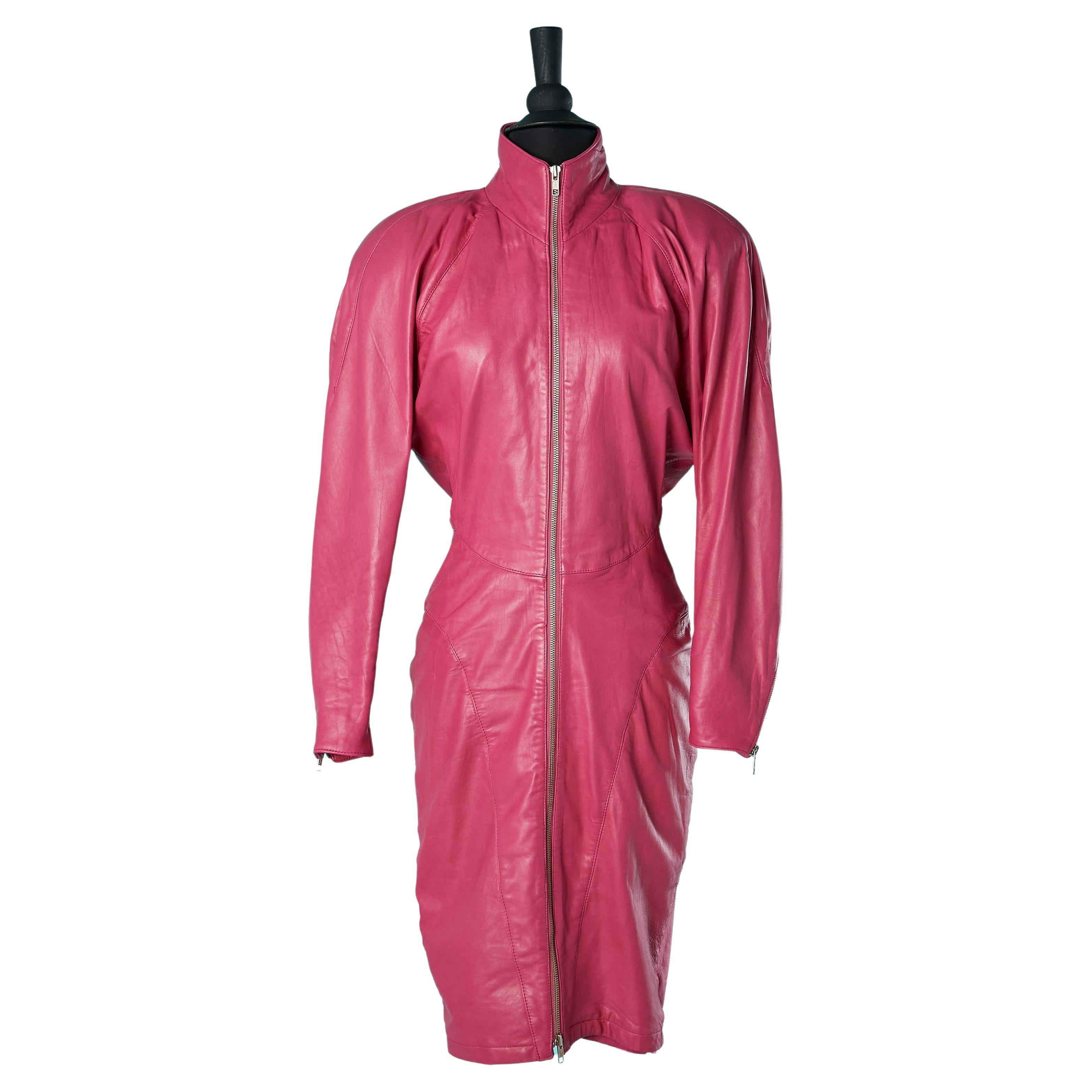 Pink leather dress Michael Hoban for North Beach Leather Circa 1980's  For Sale