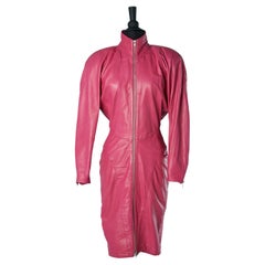Retro Pink leather dress Michael Hoban for North Beach Leather Circa 1980's 