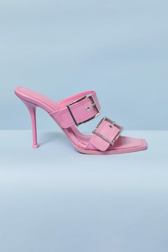 Pink leather mule with double strap and buckle ALEXANDER McQUEEN
