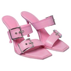 Pink leather mule with double strap and buckle ALEXANDER McQUEEN