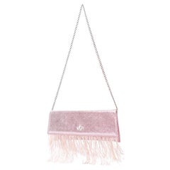 Pink leather ostrich feathers shoulder bag NWOT
