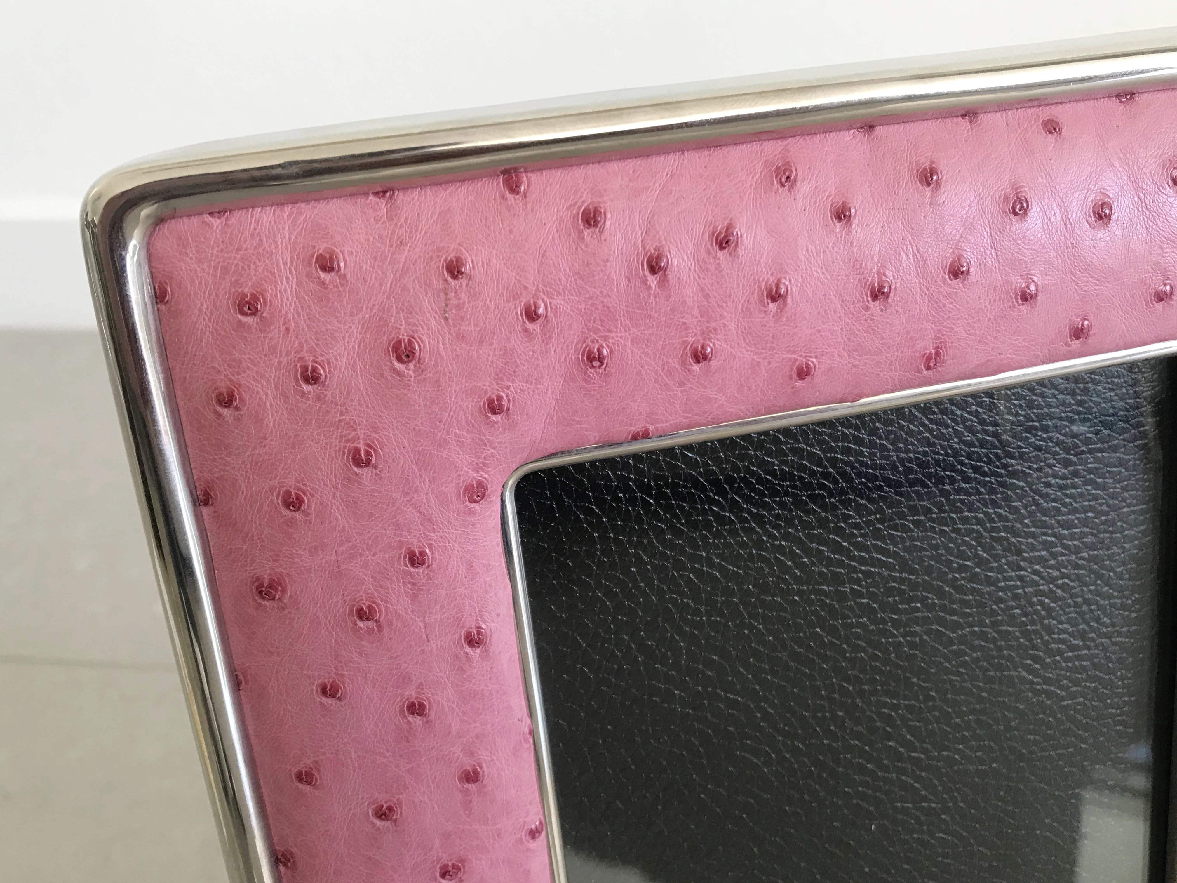 Mid-Century Modern Pink Leather Photo Frame by Fabio Ltd For Sale
