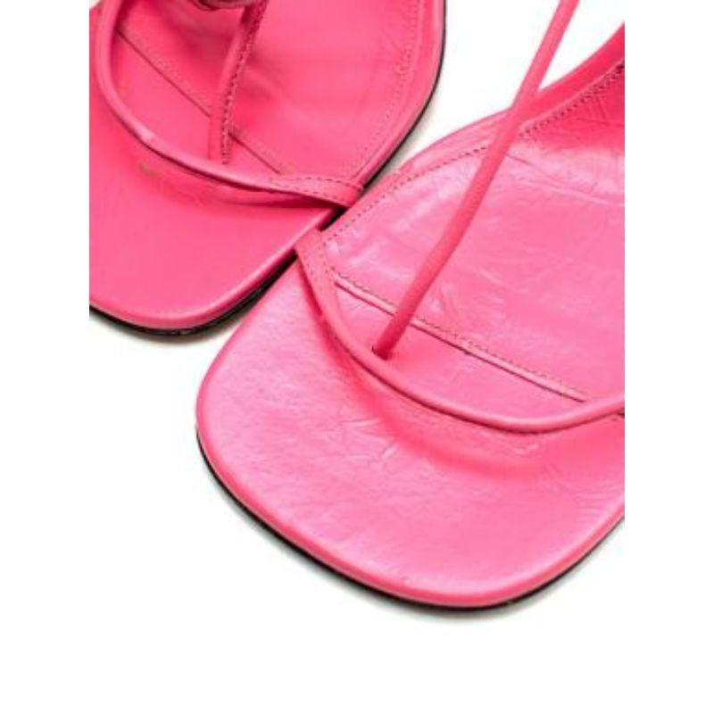 pink leather Stretch heeled sandals For Sale 3