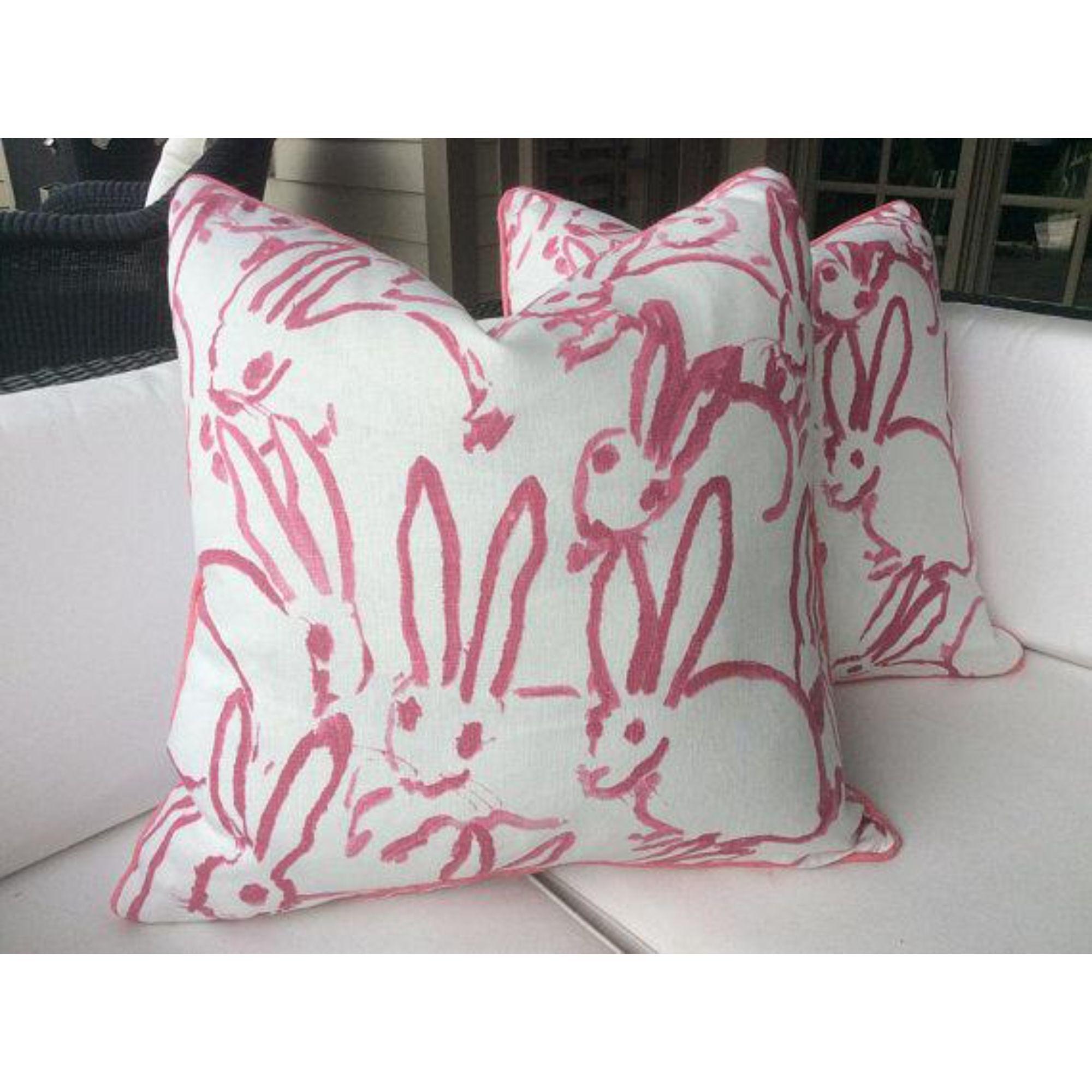 Contemporary Pink Lee Jofa Hunt Slonen Bunny Hutch Pillows - A Pair For Sale
