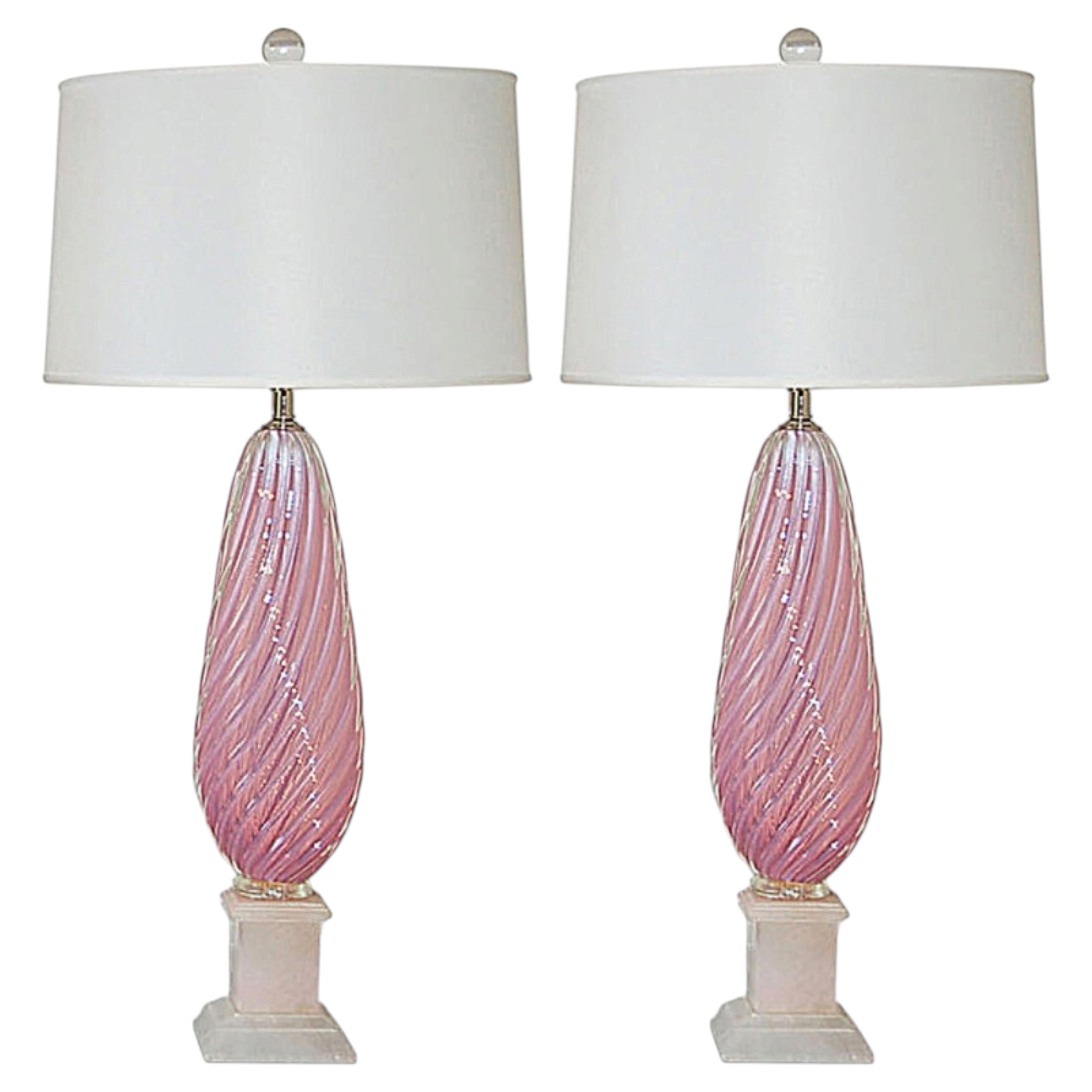 Pink Lemonade Opaline Murano Lamps For Sale