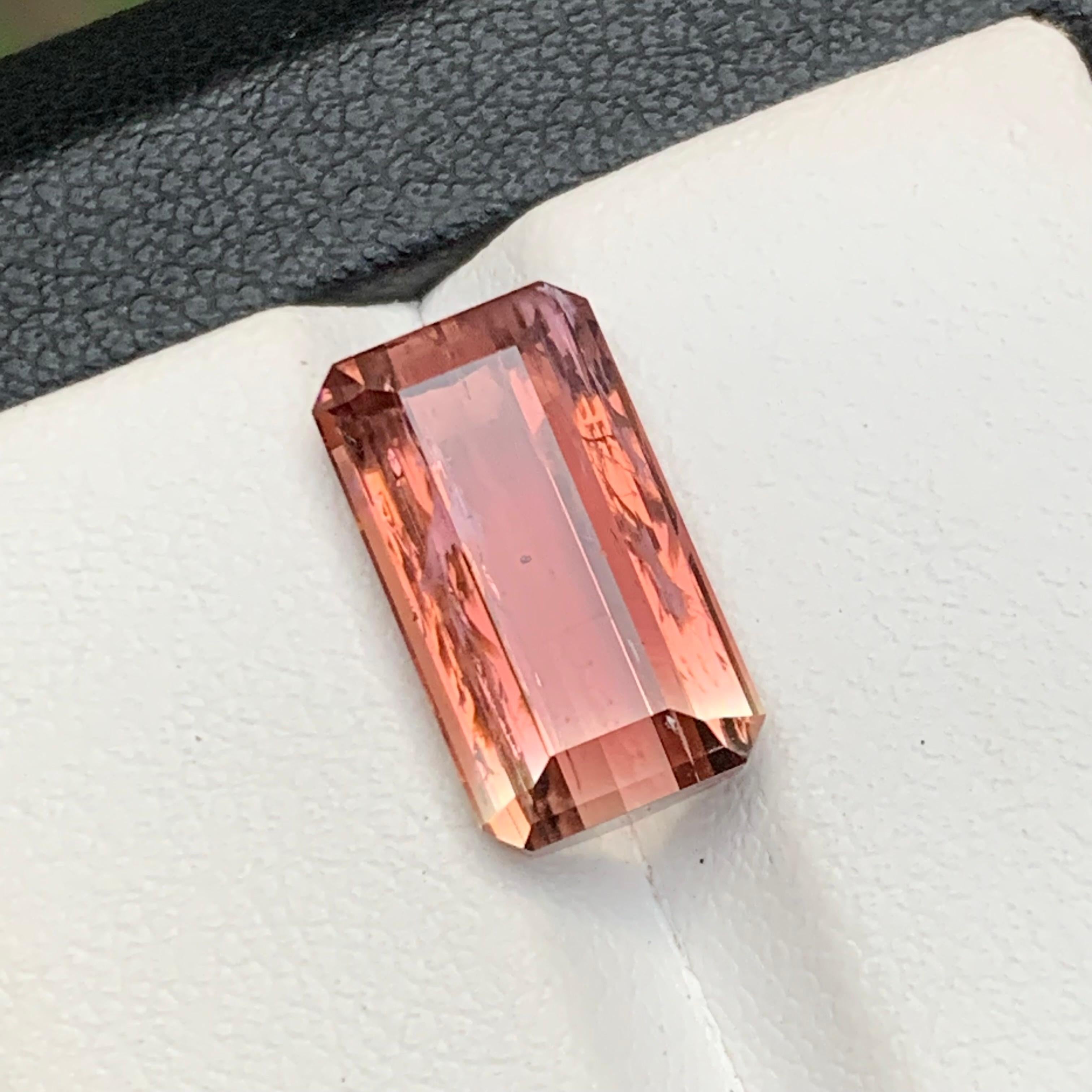 Bague et pendentif en tourmaline naturelle bicolore rose et dorée claire de 6,10 carats en vente 6