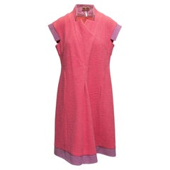 Pink & Lilac Chanel Cotton Tweed Color Block Dress Size FR 46