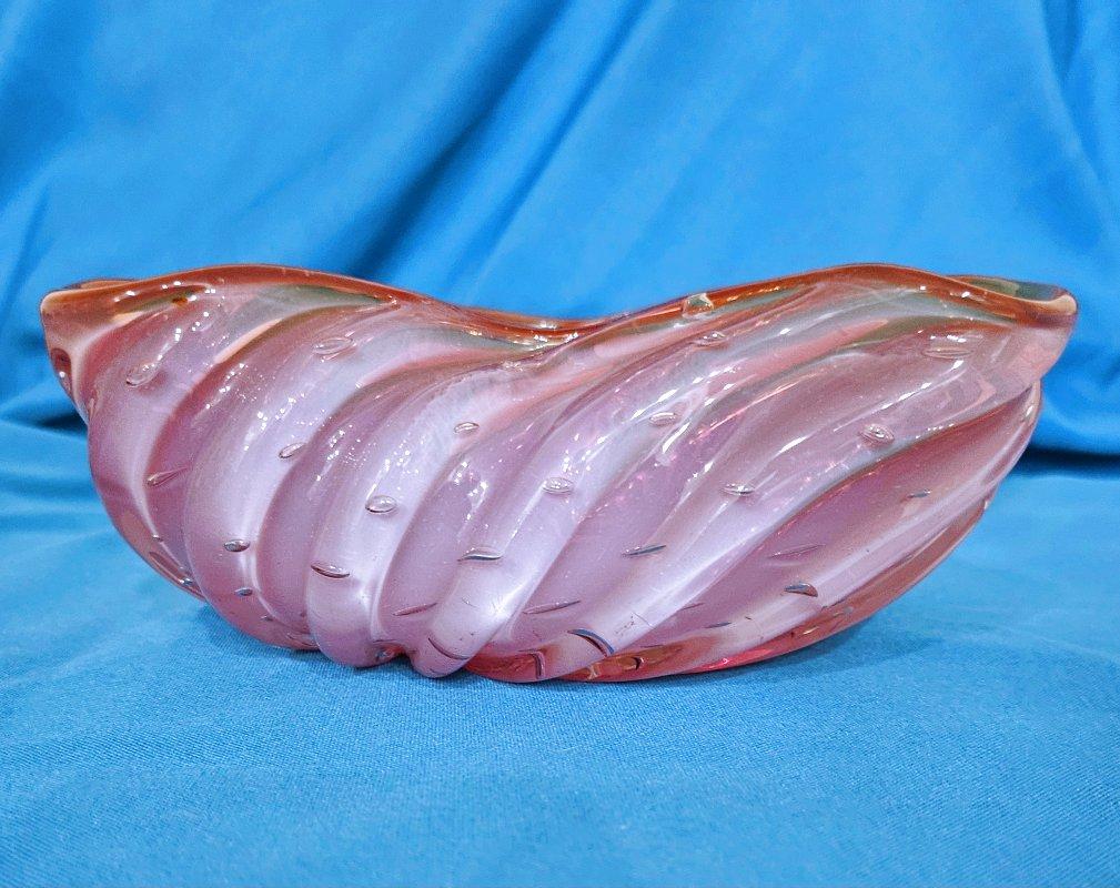 Opaline Ribbed Murano Glass Bowl, Archimede Seguso For Sale 1