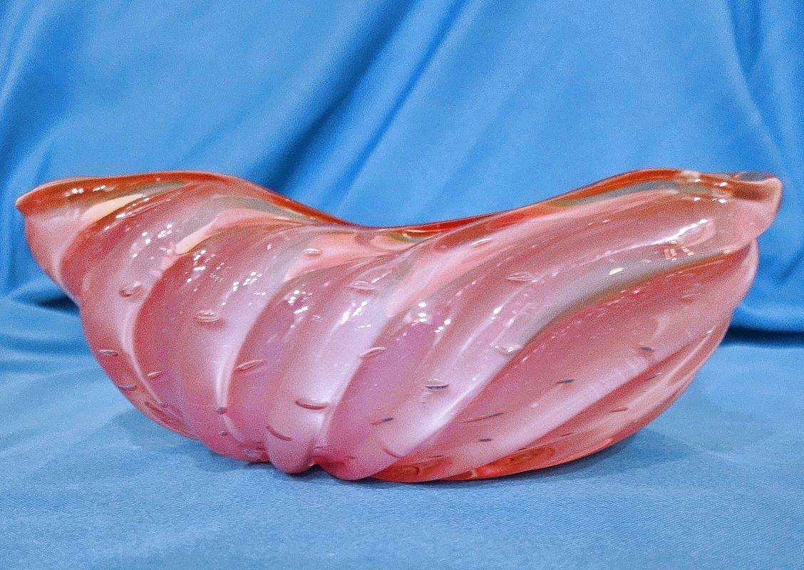 Opaline Ribbed Murano Glass Bowl, Archimede Seguso For Sale 2