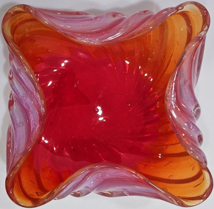 Other Opaline Ribbed Murano Glass Bowl, Archimede Seguso For Sale