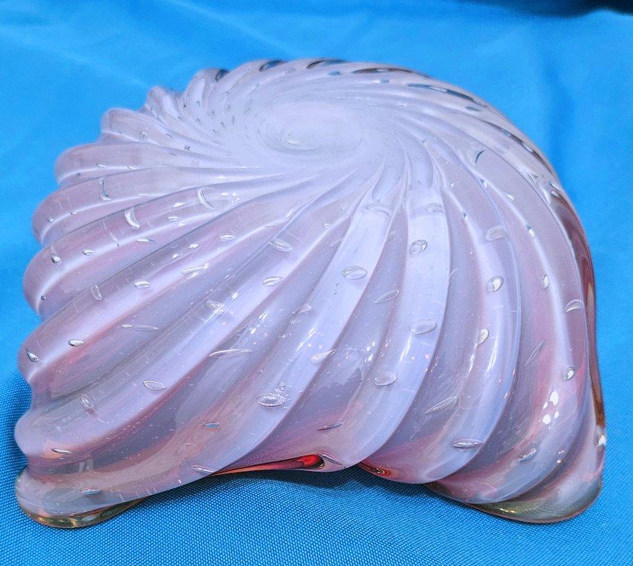 Opaline Ribbed Murano Glass Bowl, Archimede Seguso For Sale 3