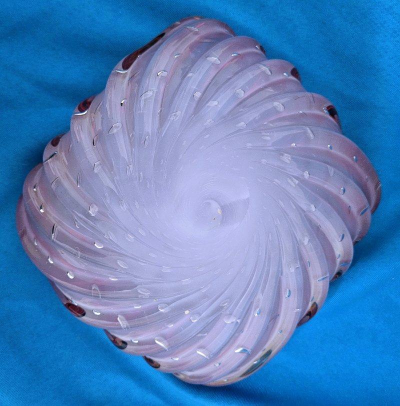 Opaline Ribbed Murano Glass Bowl, Archimede Seguso For Sale 4