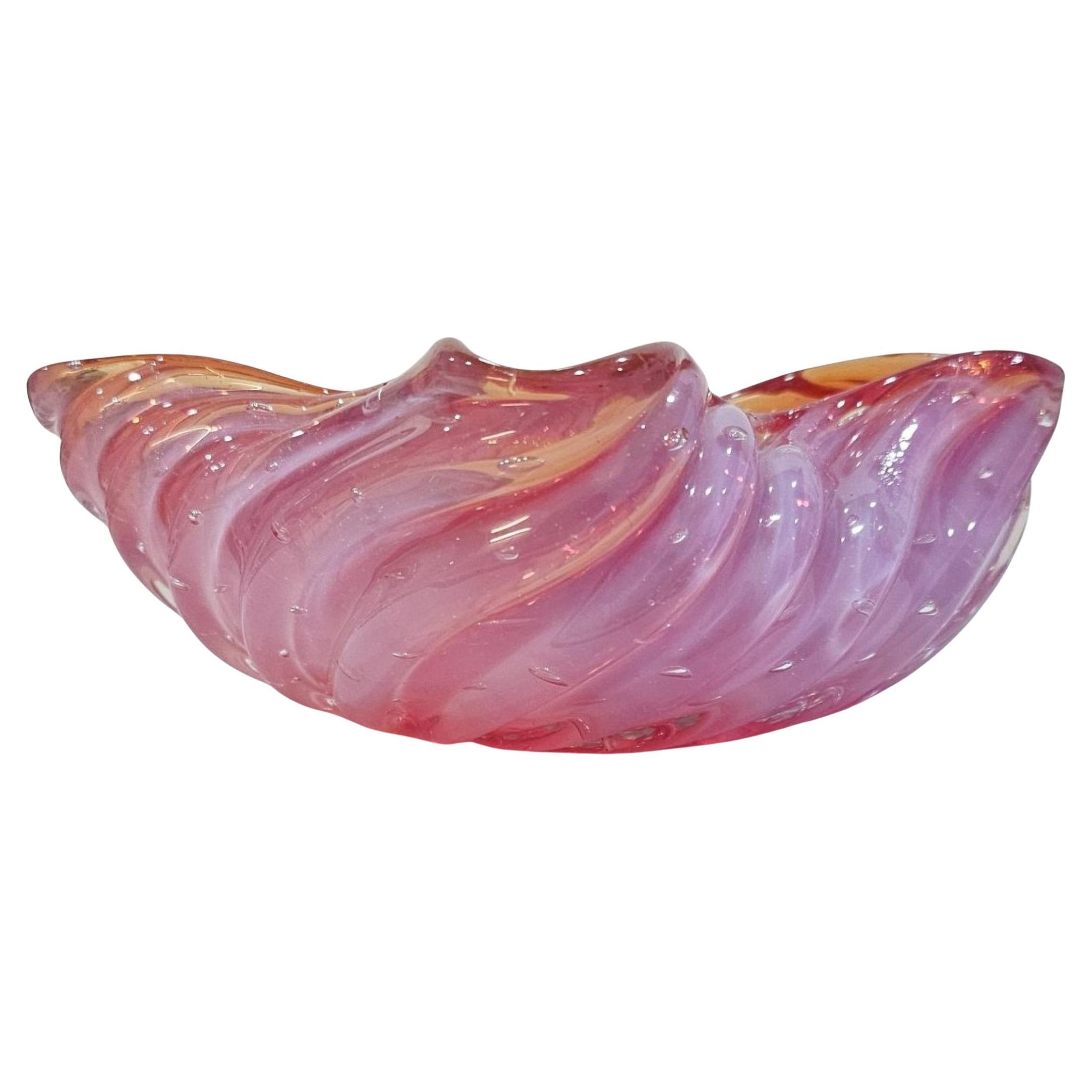 Opaline Ribbed Murano Glass Bowl, Archimede Seguso (assumed)
Archimede Seguso is suspected as the creator/designer though we aren't certain. This large bowl is in nice vintage condition; we found no chips, cracks, or repairs. It measures