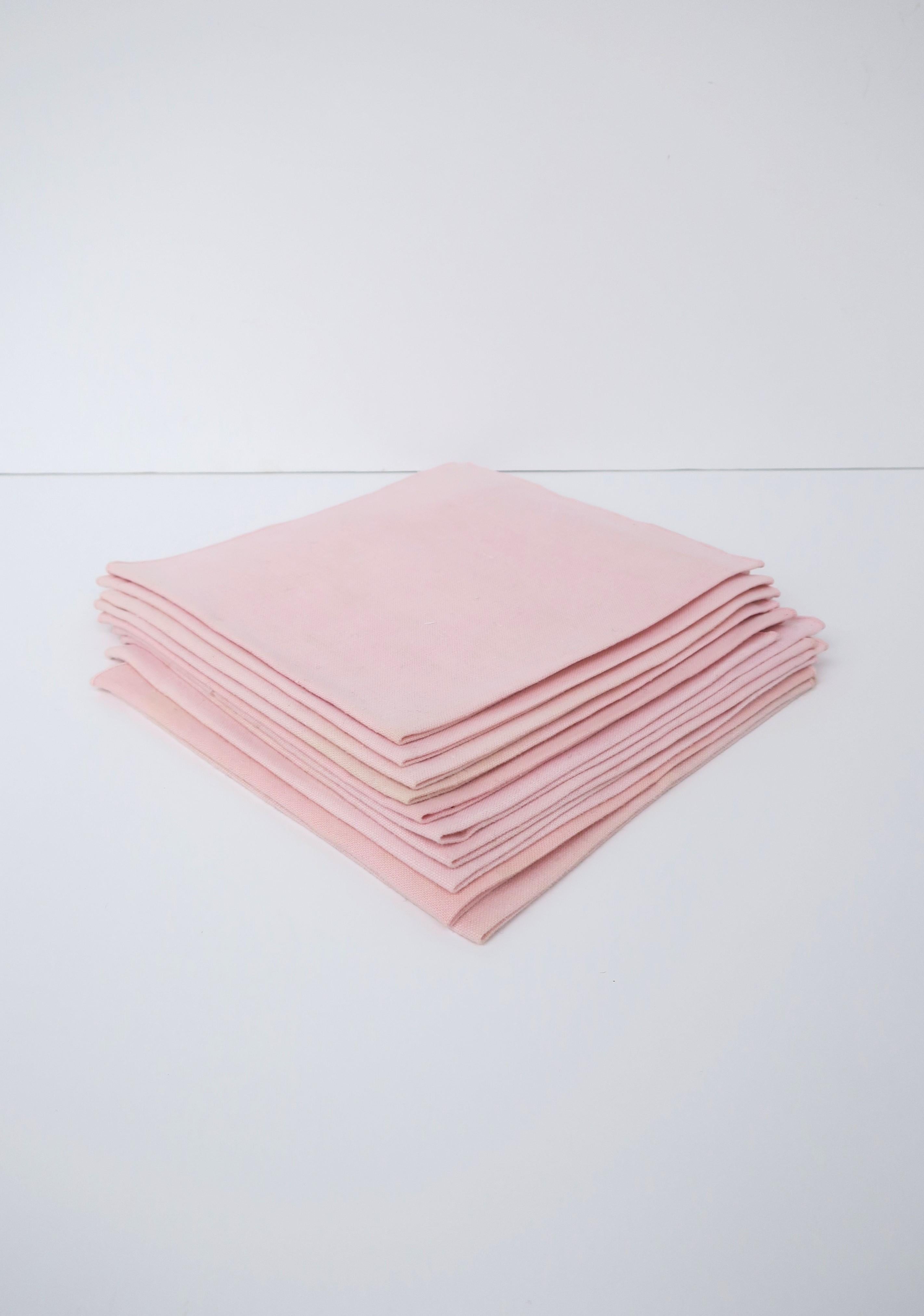 Pink Linen Dinner Napkins, Set of 10 In Good Condition For Sale In New York, NY